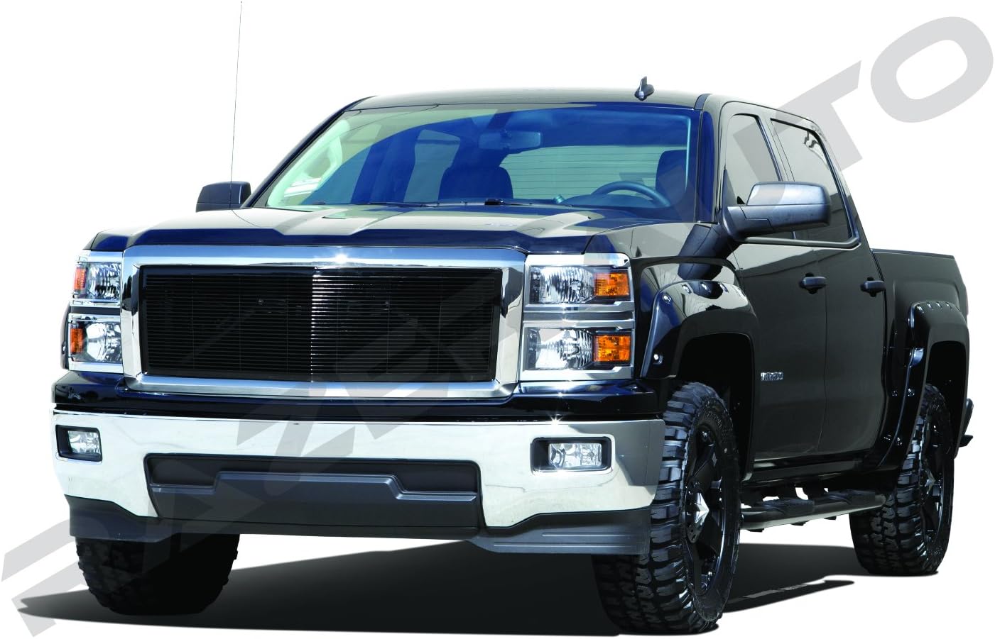 Chrome Plate Outer Shell with Gloss Black Billet Grille Replacement Grille Shell for 2014-2015 Chevy Silverado 1500 L9249