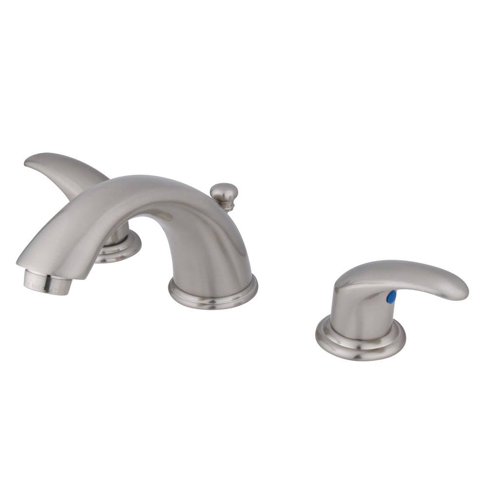 Satin Nickel Polished Brass Two Handle Widespread Lavatory Faucet with Brass Pop-Up P967