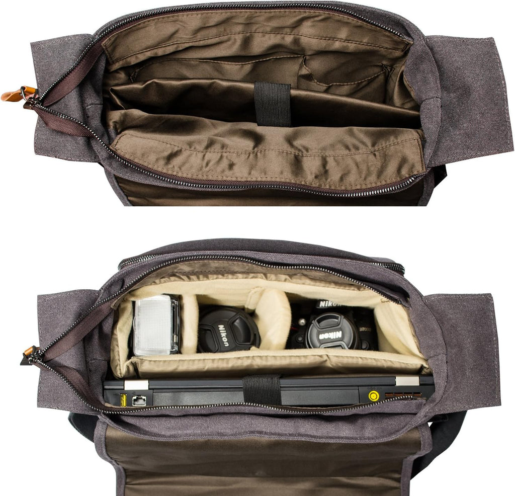 Canvas Messenger Bag with Camera Insert Sleeve L857064