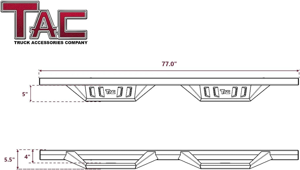 Black Fine Texture Side Steps Nerf Bars Running Boards (2pcs) T6363