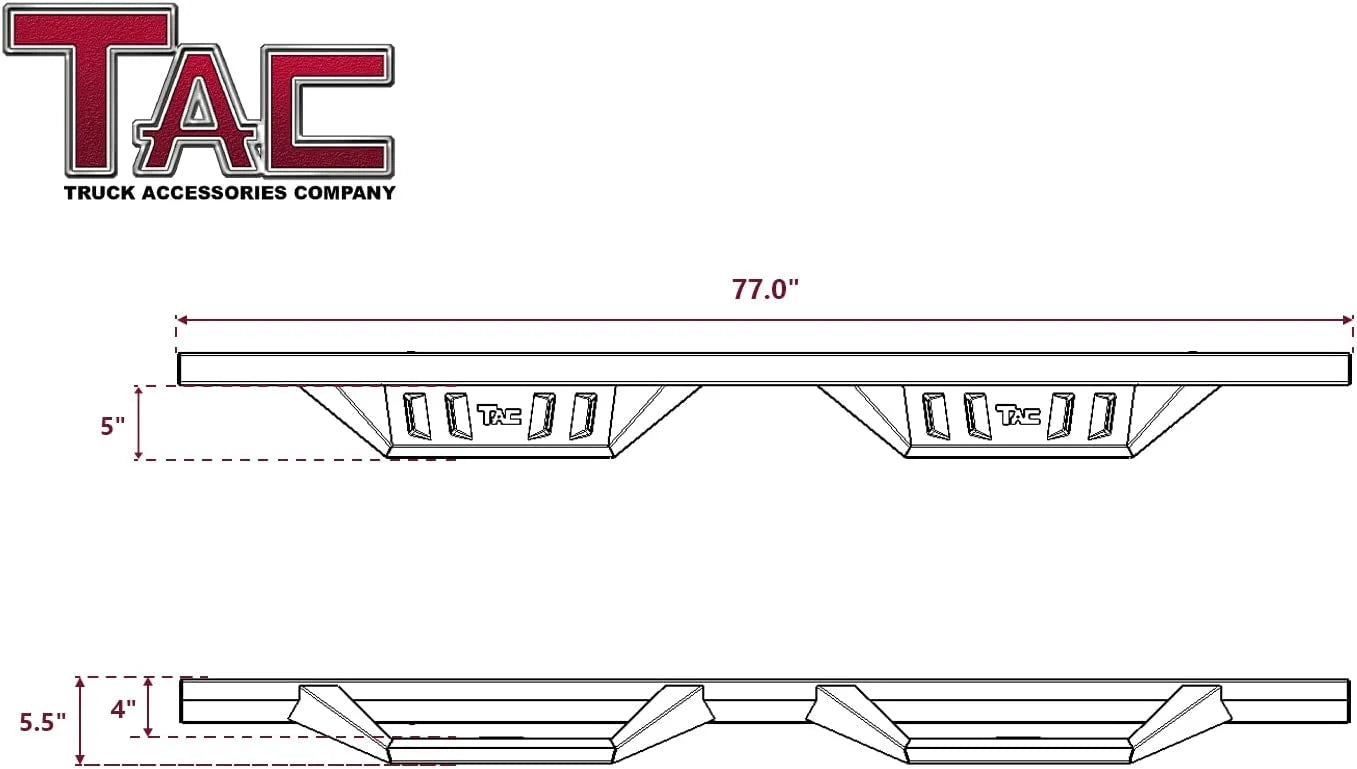 Black Fine Texture Side Steps Nerf Bars Running Boards (2pcs) T6363