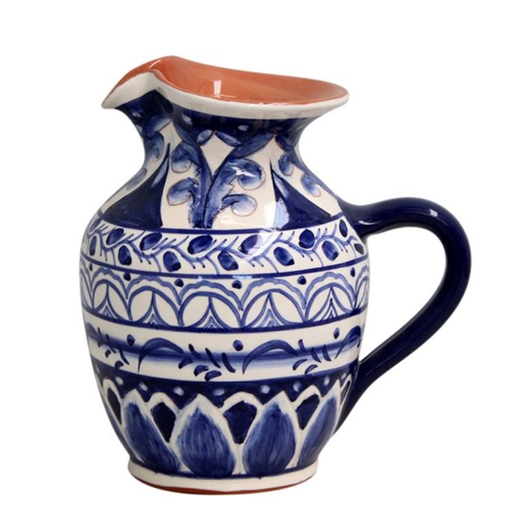 Terracotta Indigo Small Pitcher D7959