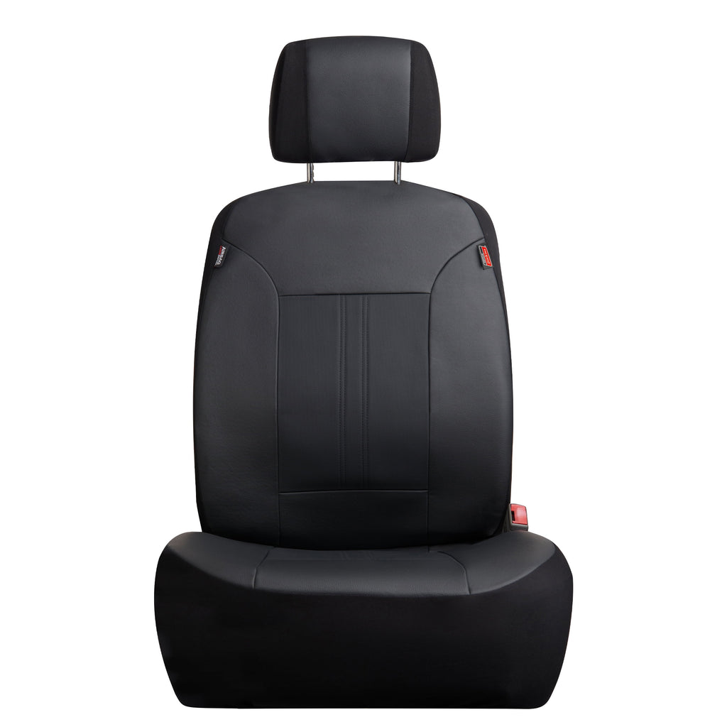 3 Piece Vegan Leather Seat Covers Black Q556388
