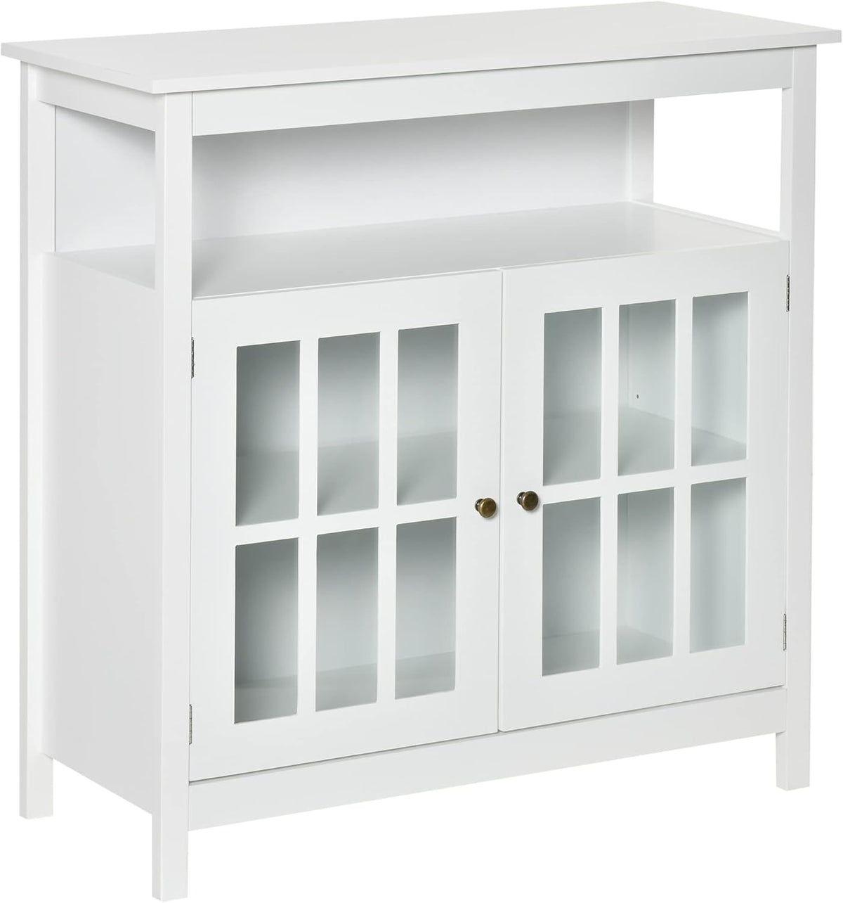 Grey Kitchen Storage Sideboard Cabinet with Glass Door and Adjustable Shelf B742784