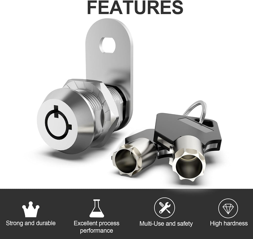 6 Pack 1-1/8 Zinc Alloy Cabinet Cam Locks with Keys X957176