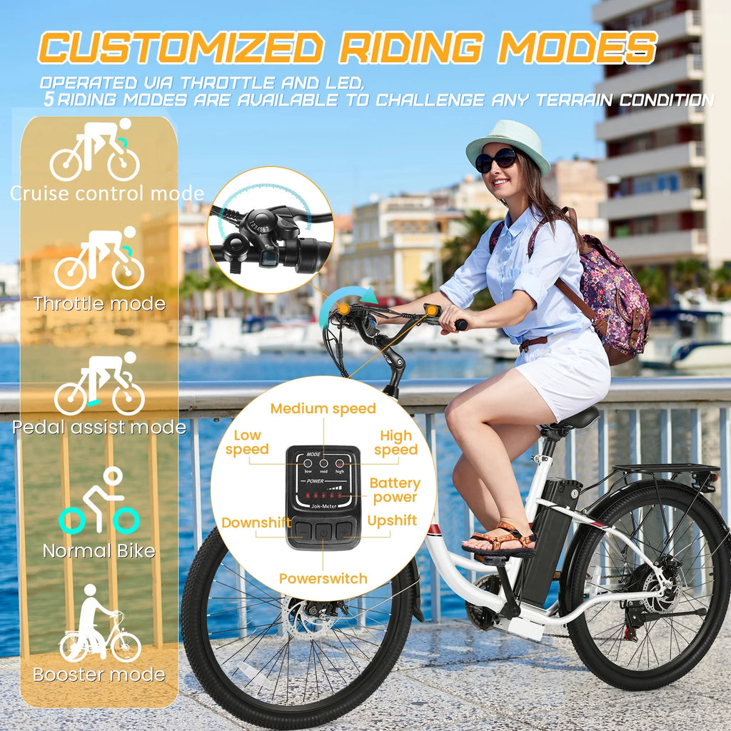 26 in. Electric Bicycle 500W 48V 7 Speed Gears Ebike Y668