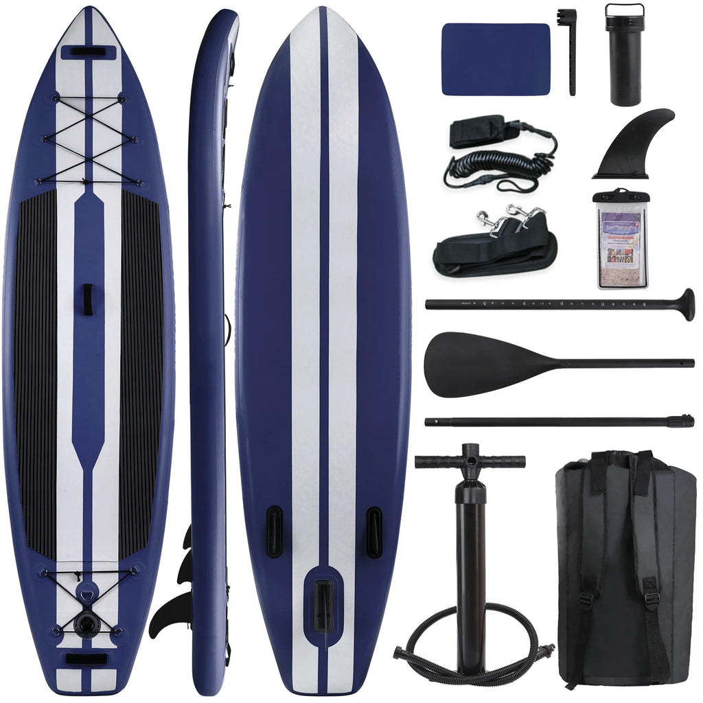 11ft Inflatable Stand Up Paddle Board with Aluminum Paddle, Leash, Backpack O2351