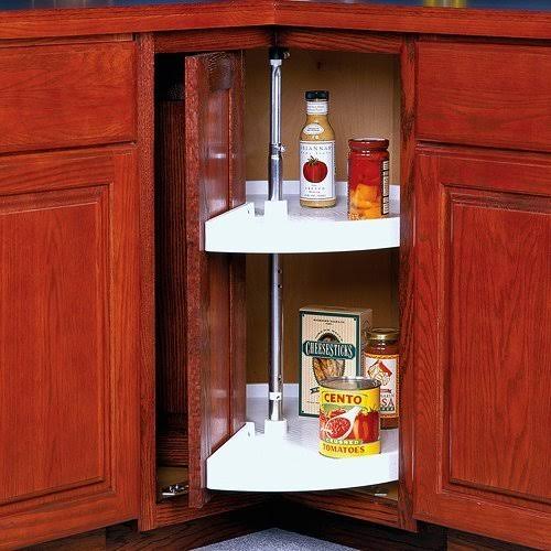 White 2-Shelf Pie Cut Door Mount Lazy Susan Cabinet Organizer V215123