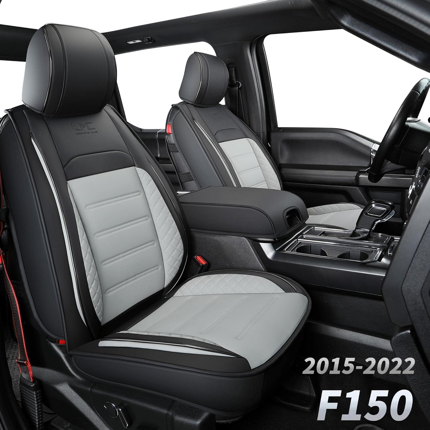 Black&Red Faux Leather Seat Covers Full Set L735297