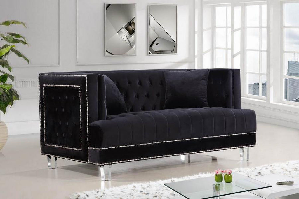 Black Velvet Fabric Acrylic Legs Set 2Pcs X6737