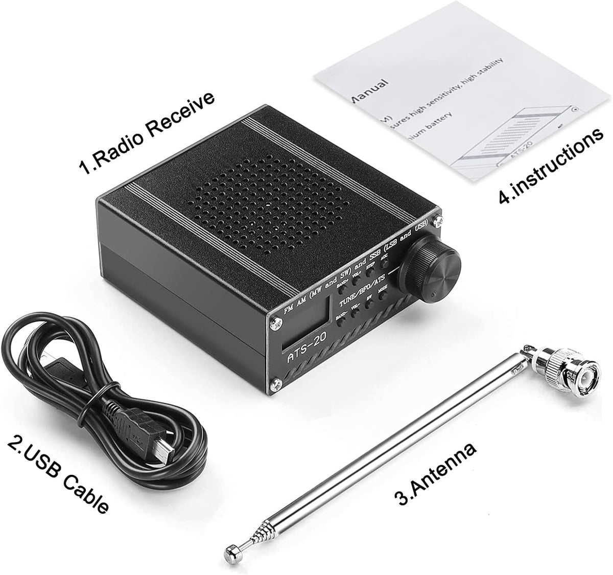 Full Band Portable Radio Receiver with Speaker and Aluminum Alloy Case, Pack of 2 O8680