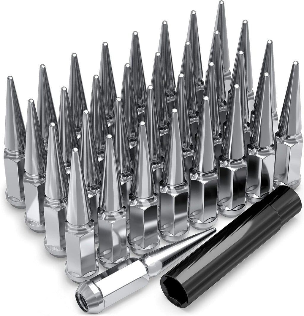 Black M14x1.50 1-Pc Hex Spike Lug Nut Set, 25 Pack R666