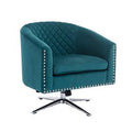 Teal Velvet Swivel Barrel Chair with Metal Base E38289