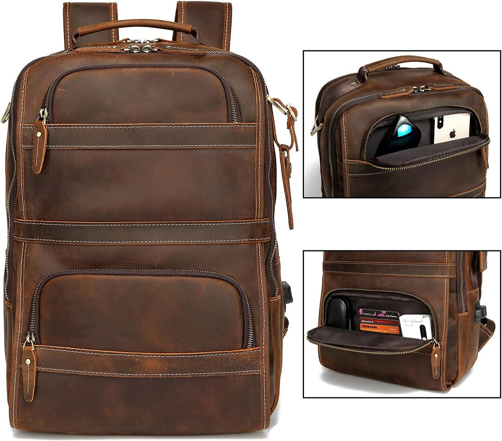 Vintage Genuine Leather Laptop Backpack U395
