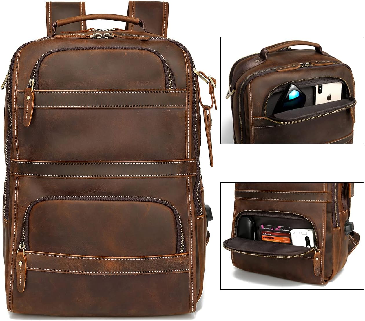 Vintage Genuine Leather Laptop Backpack U395