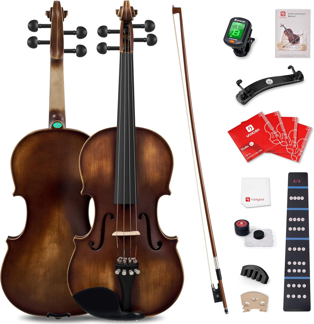 Solid Wood Violin 4/4 Full Size Set with Lightweight Hard Case D76857