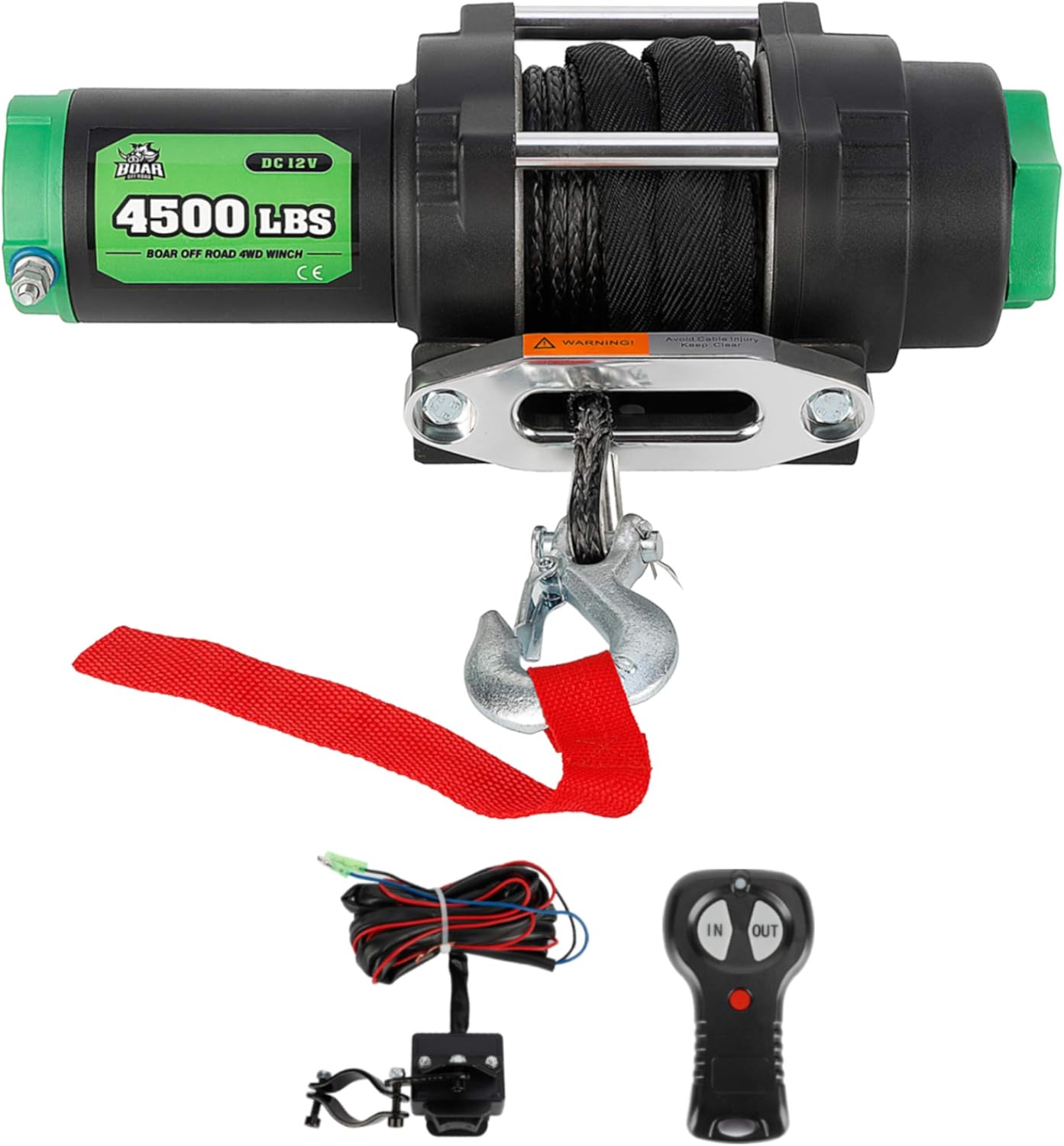 9500-lb. Load Capacity Electric Winch Kit, 12V Steel Cable Winch with Roller Fairlead L86543