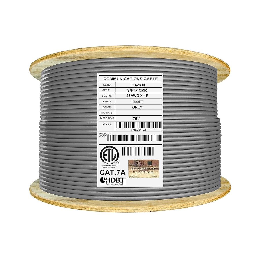 Blue Shielded Cat7A Ethernet Cable 1000ft Reel Y9075
