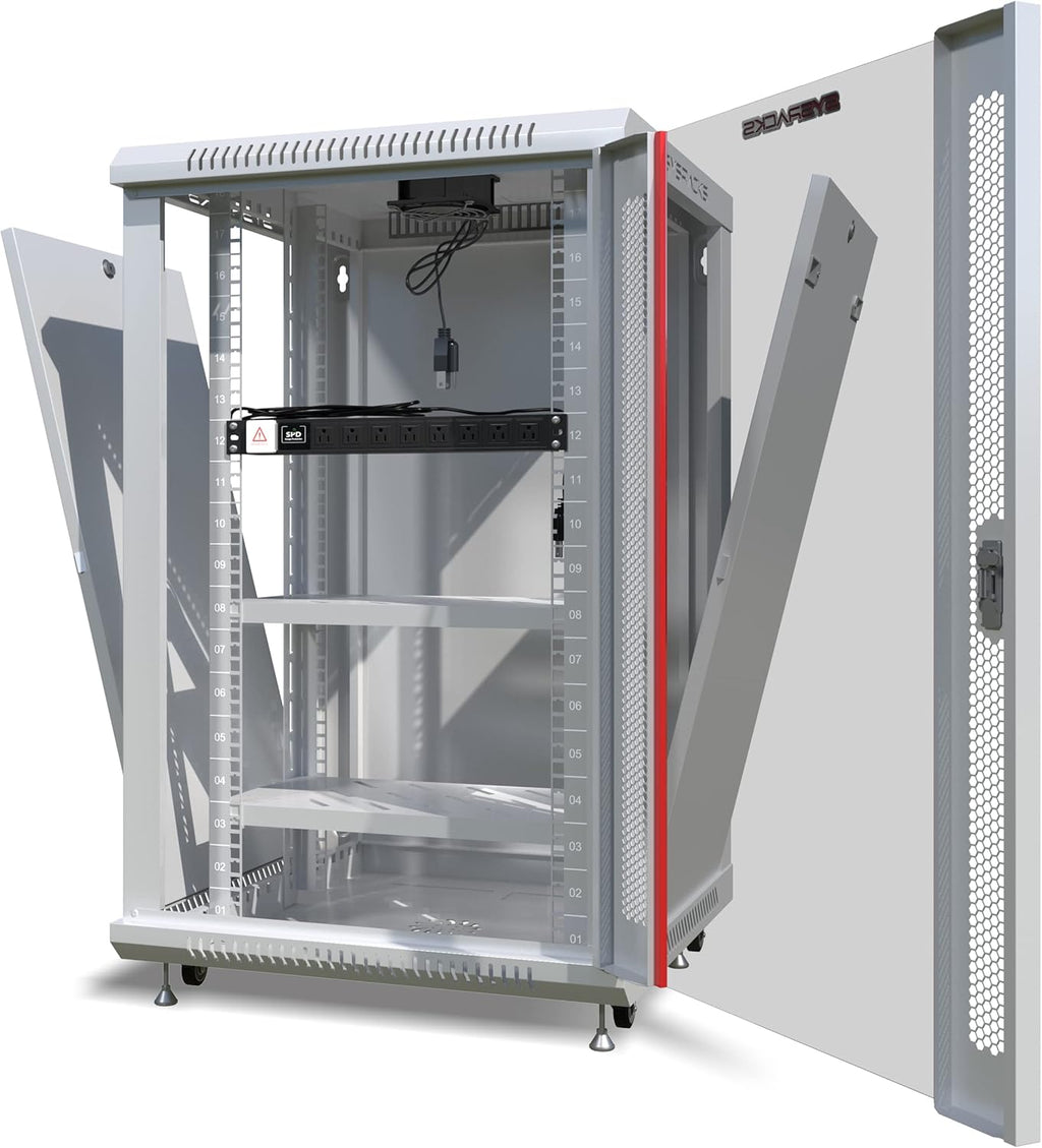 18U Wall Mount Gray IT Network Server Rack Cabinet Enclosure 24 Inch Depth L9983
