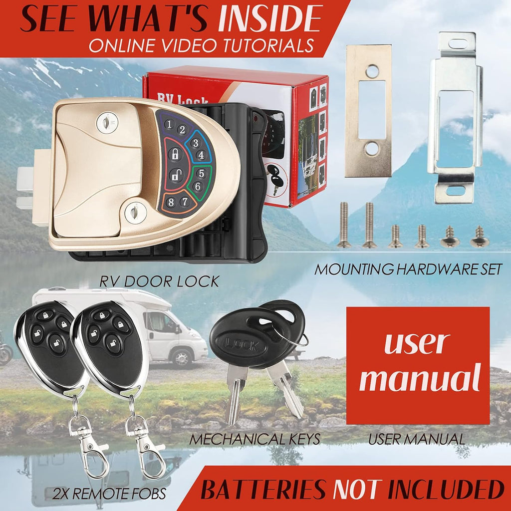 Keyless Entry RV Door Lock with Deadbolt and Two Wireless Remote Controllers Z922