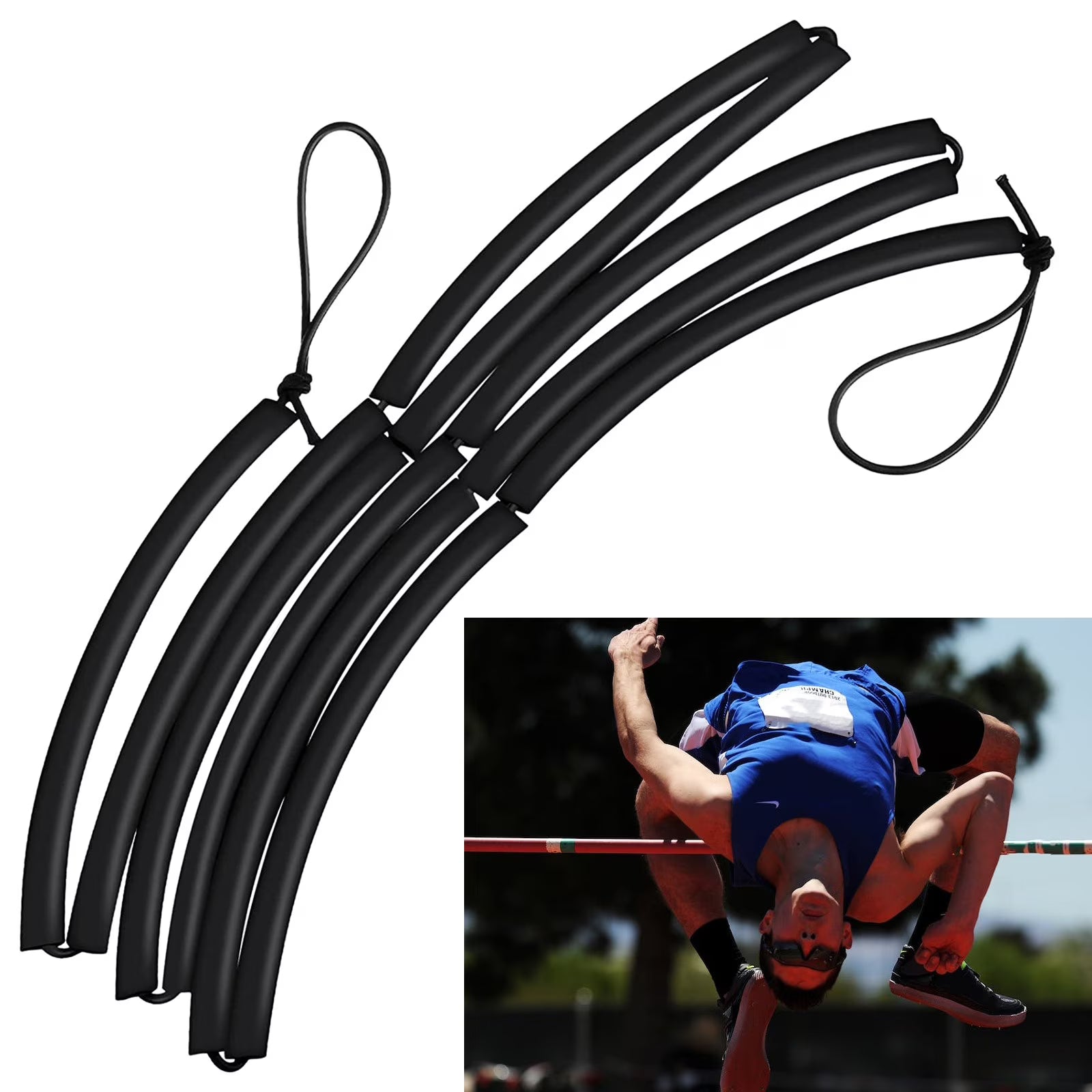 High Jump Bungee Elastic Crossbar Foam Track rope C19842