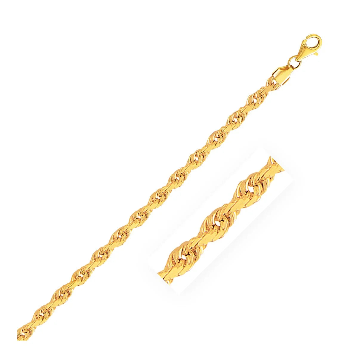 14k Yellow Gold Diamond Cut Rope Chain 24 in P889