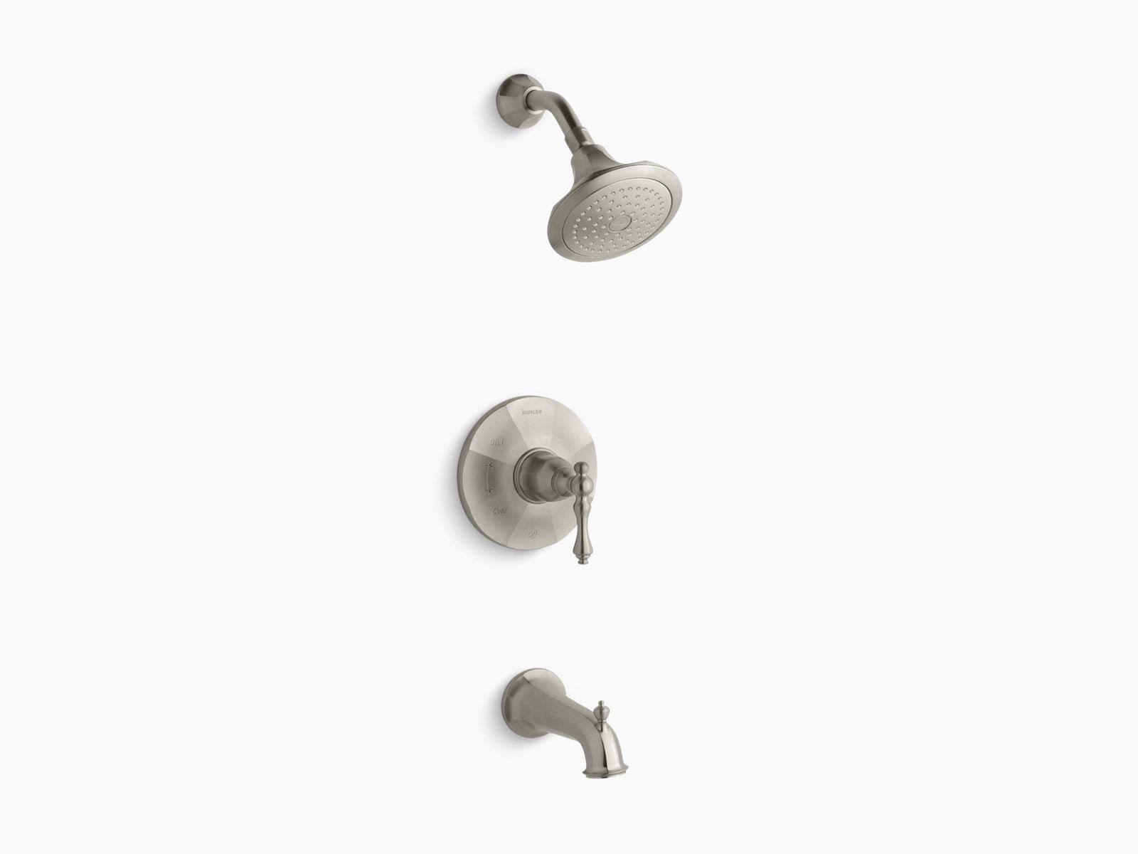 Bath and Shower Valve Trim with Lever Handle, Spout and 2.5 GPM Showerhead D52842