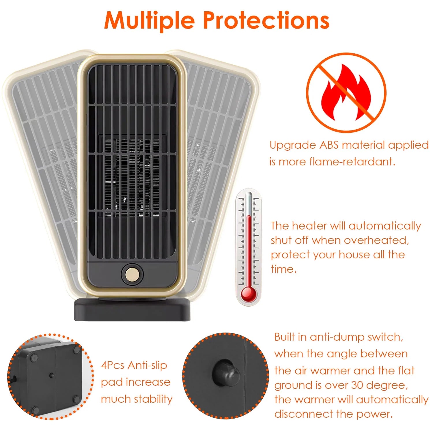 Portable 500W PTC Ceramic Space Heater G898