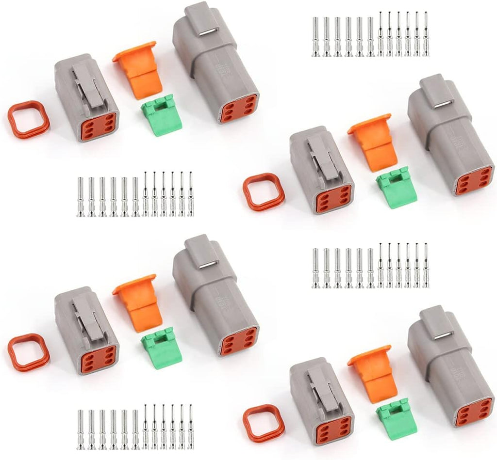 2 Pin DT Connector Kit Waterproof Electrical Connectors Solid Contacts Heavy Duty 16-20 AWG 4Pcs P2326