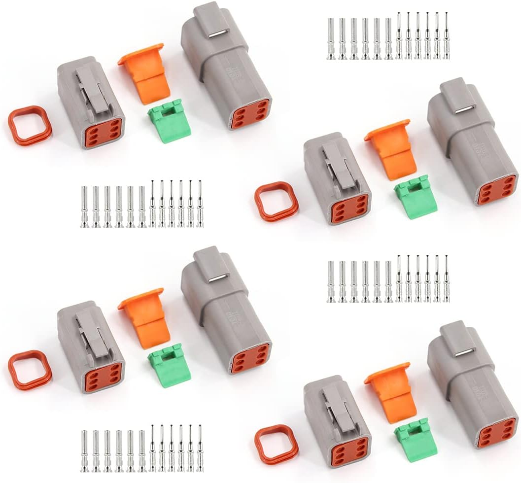 2 Pin DT Connector Kit Waterproof Electrical Connectors Solid Contacts Heavy Duty 16-20 AWG 4Pcs P2326
