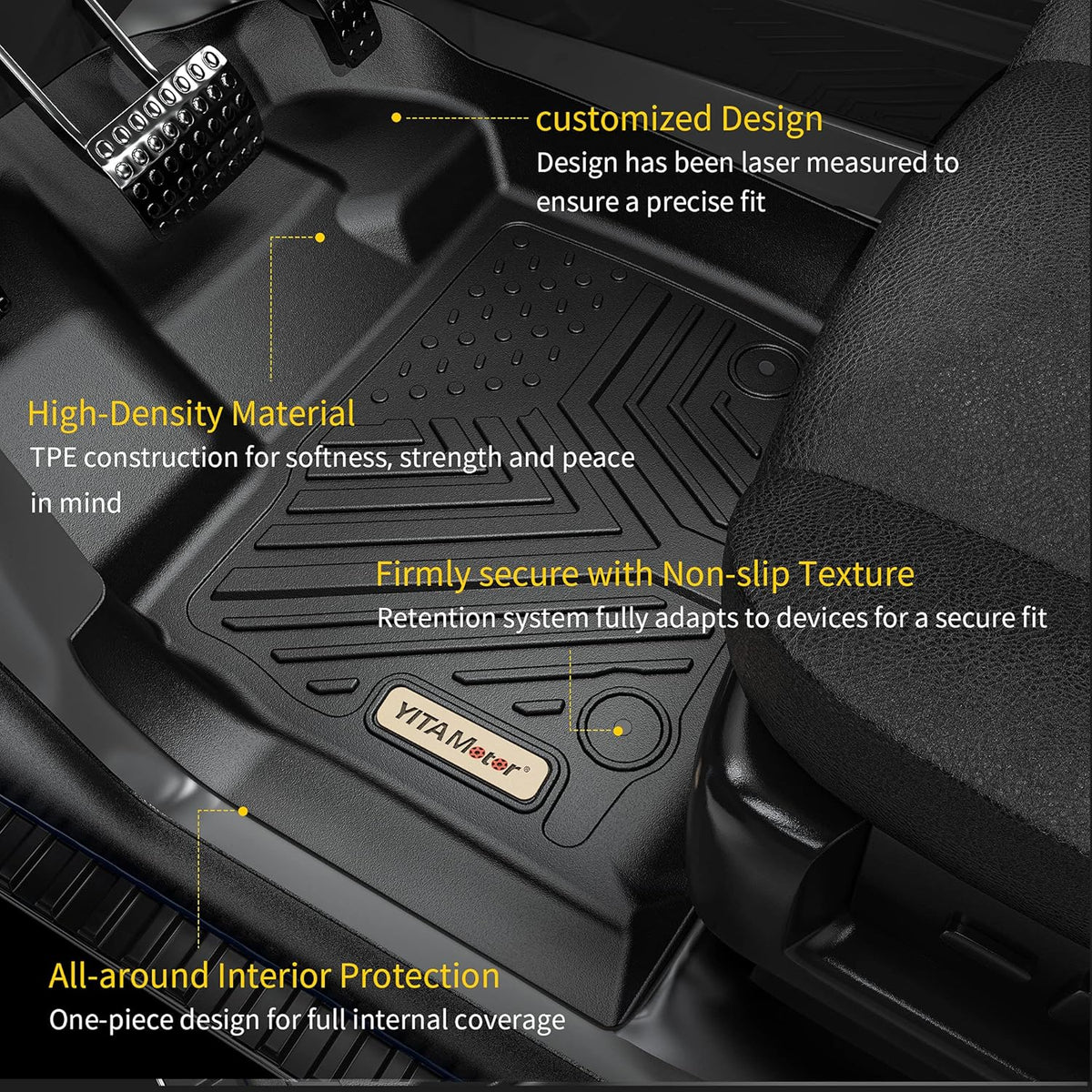 Black TPE Floor Liner Car Mats C1869