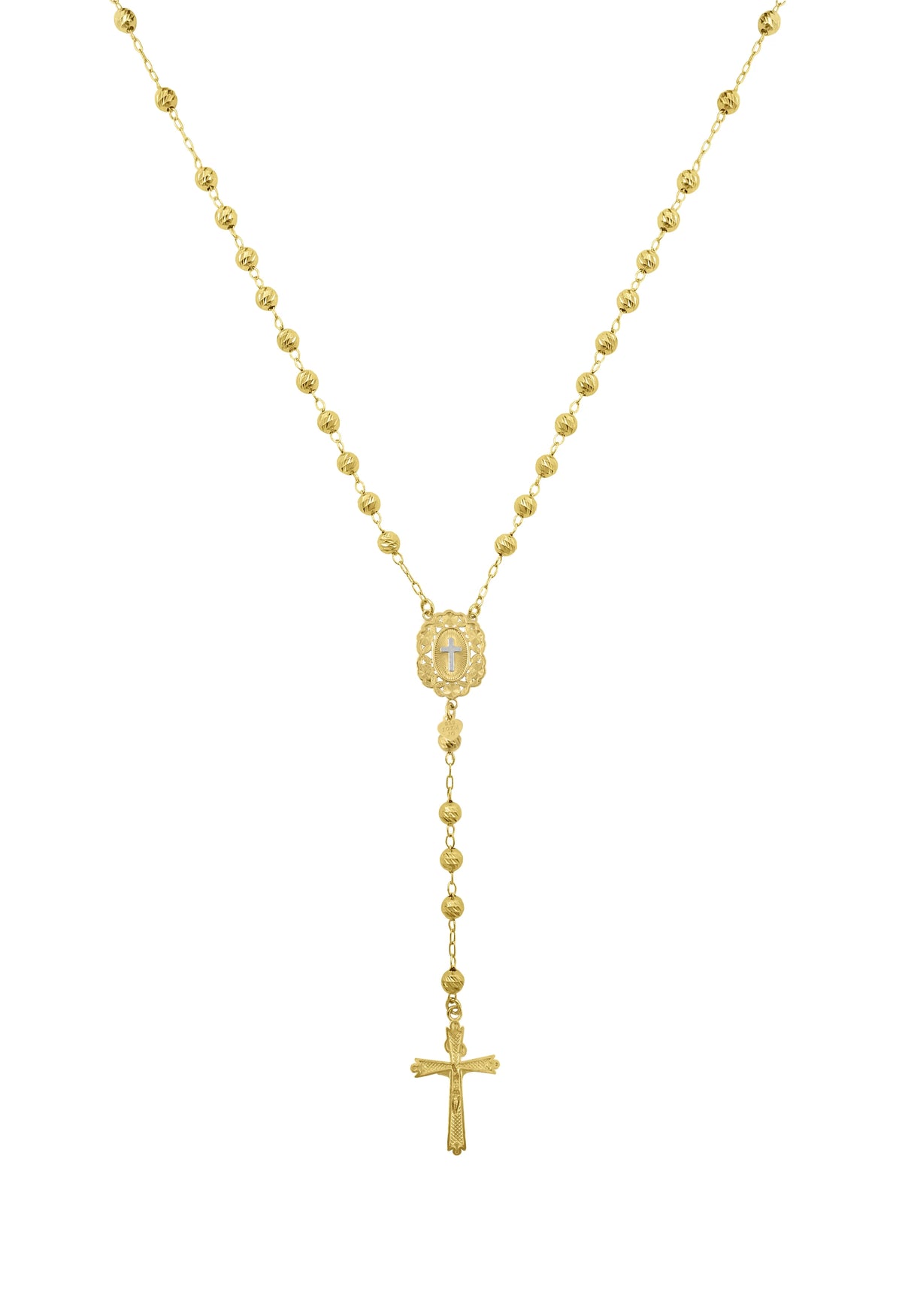 14K Gold Plated Sterling Silver Rosary Necklace 26" X5168