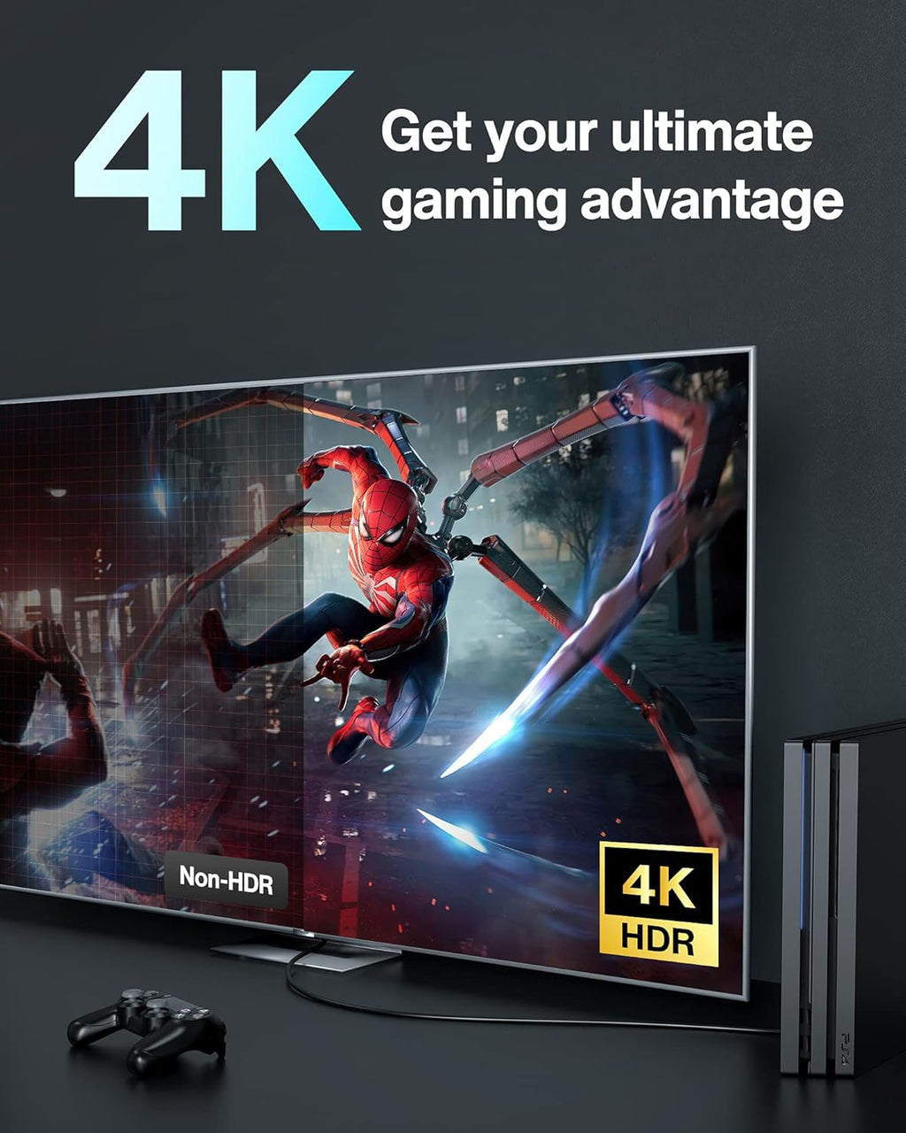 4K HDMI 2.0 Cable 50 ft, 18Gbps, Pack of 2 A273565