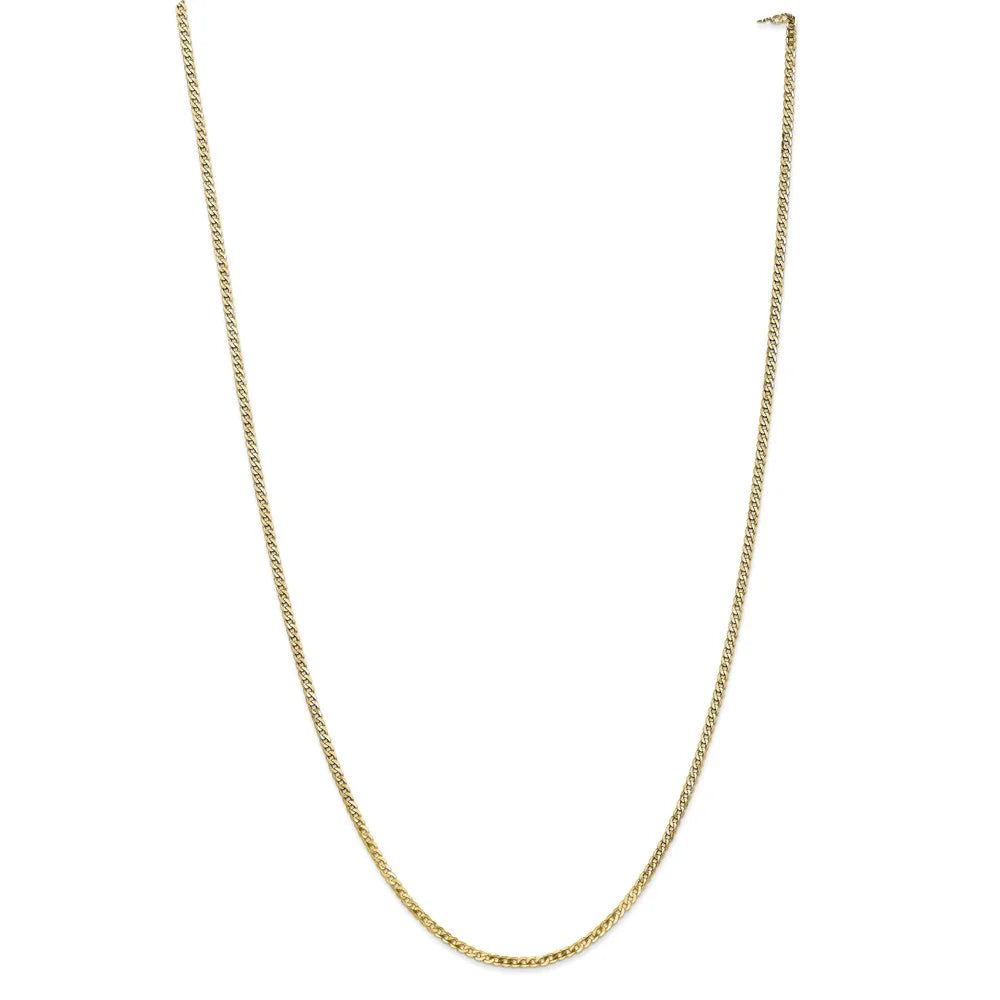 14kt Yellow Gold 2.2mm Flat Beveled Curb Chain 16 inch Lobster Clasp U419