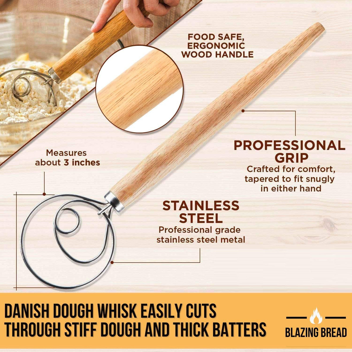 Round & Oval Proofing Baskets with Lame Whisk Dough Scraper, 100% Natural Rattan Cane L932898