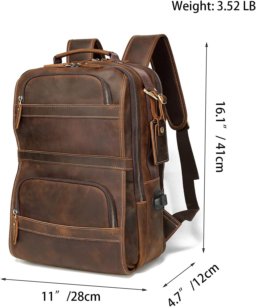 Vintage Genuine Leather Laptop Backpack U395