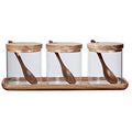 3PC Glass Spice Jars with Wood Lids Z4832