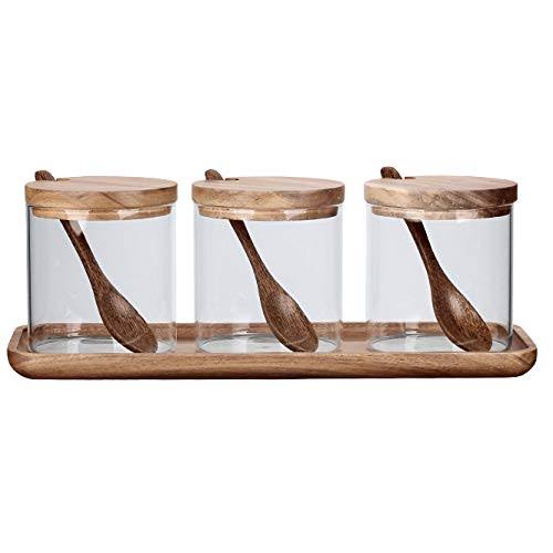 3PC Glass Spice Jars with Wood Lids Z4832