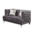 Gray Velvet Love Seat with Toss Pillows U18081