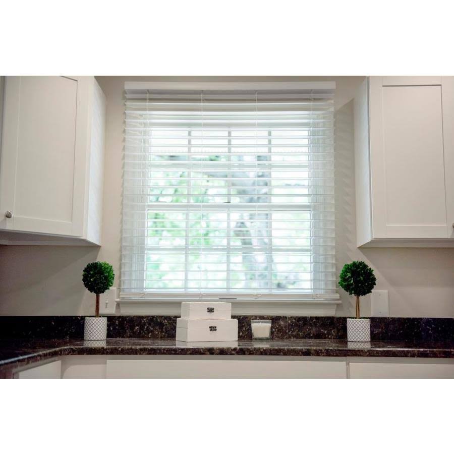 Cordless Soft White Faux Wood Blinds S216156