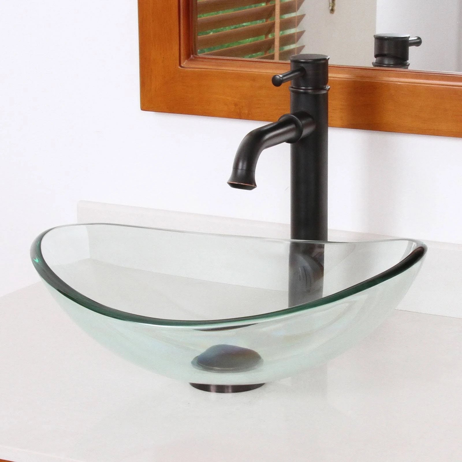 Oval Transparent Tempered Glass Bathroom Vessel Sink S171