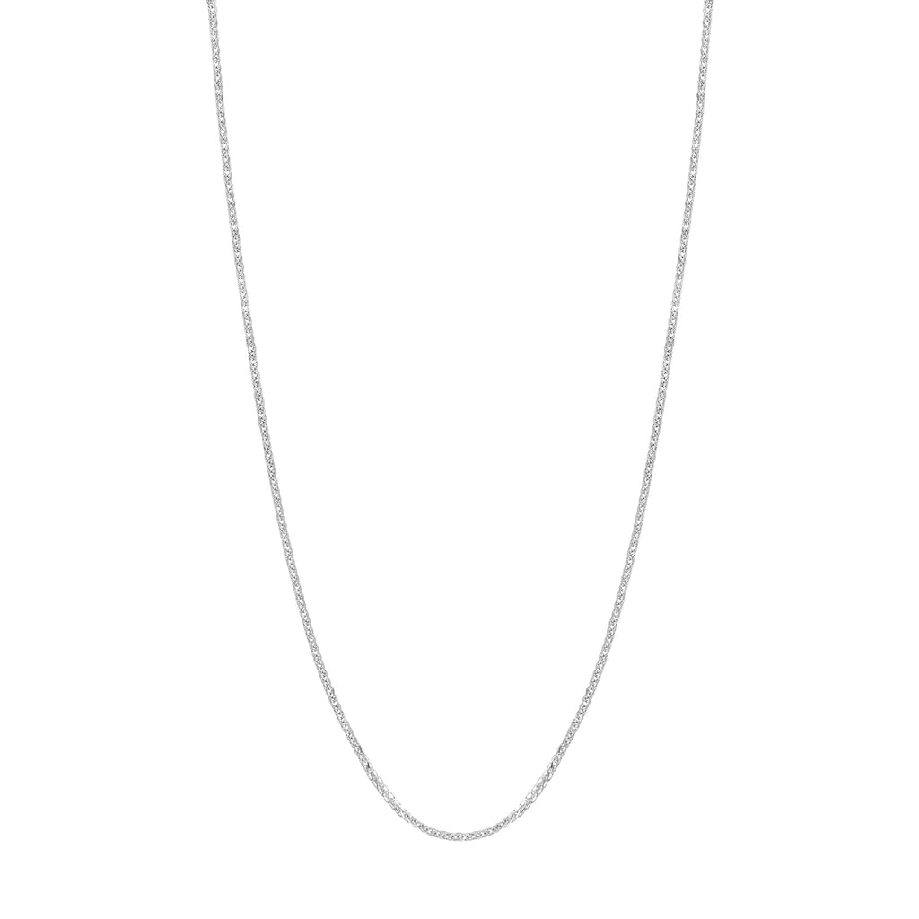 14K White Gold 18" 1.15mm Adjustable Square Wheat Chain Necklace L620