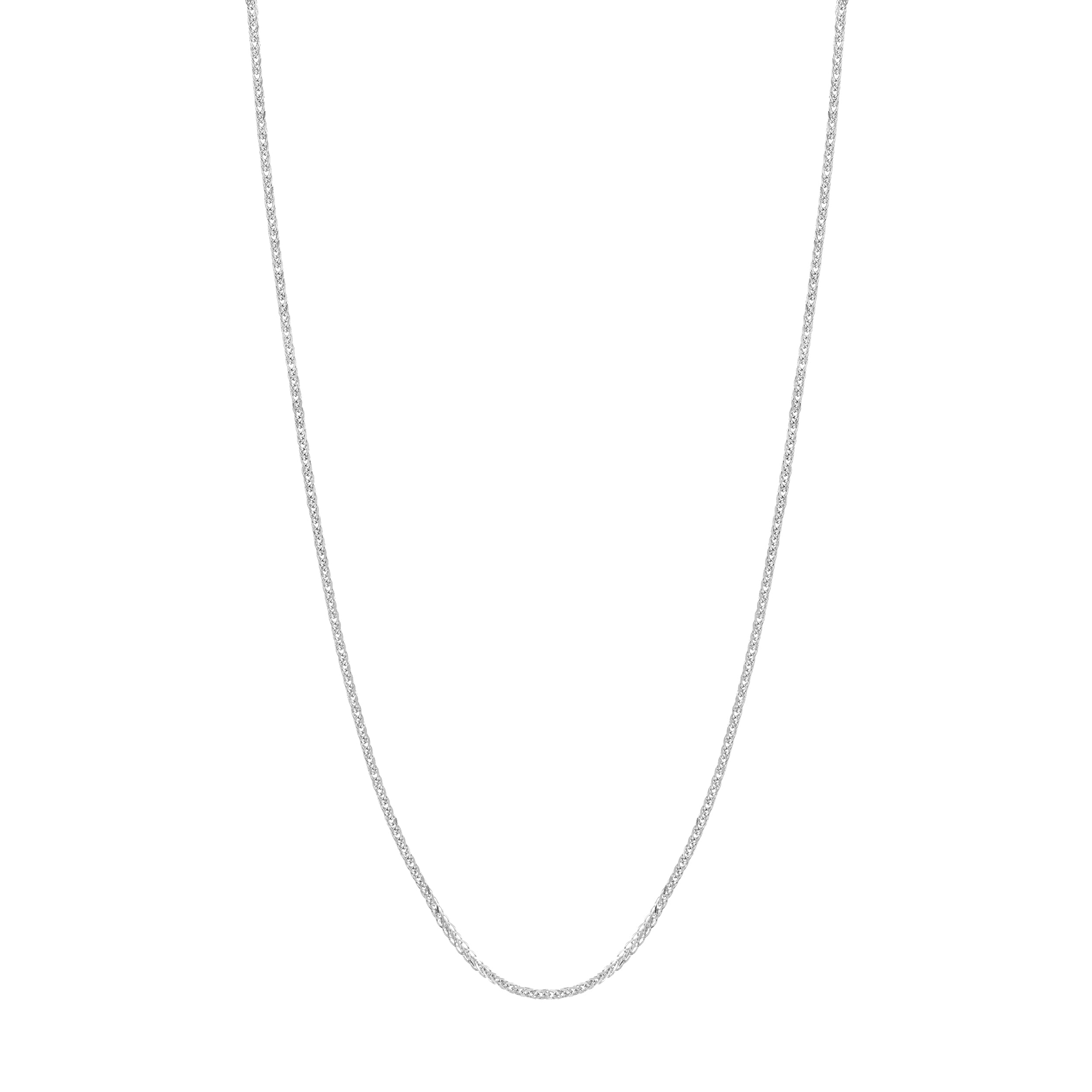 14K White Gold 18" 1.15mm Adjustable Square Wheat Chain Necklace L620