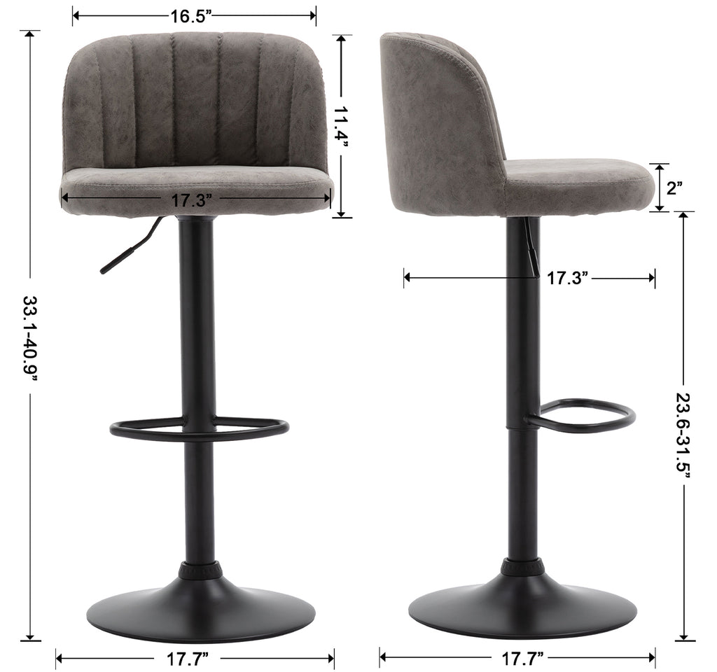 Grey Faux Leather Swivel Bar Stools Set of 2 O8679