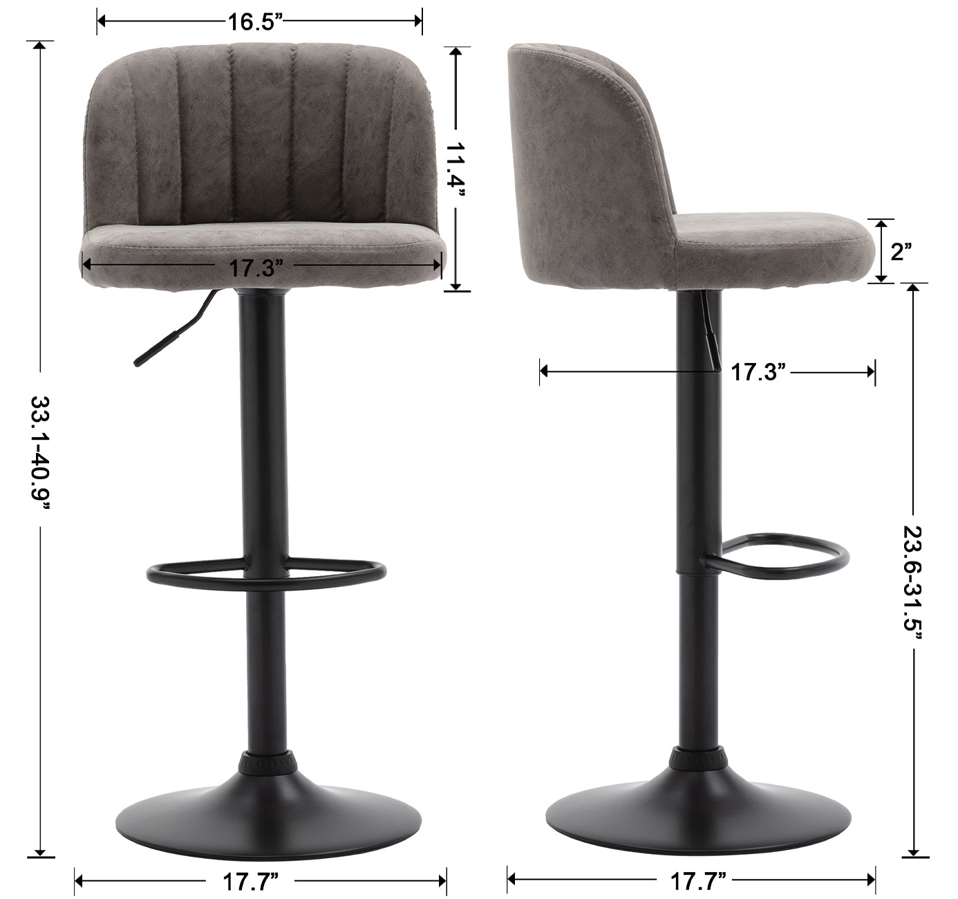 Grey Faux Leather Swivel Bar Stools Set of 2 O8679
