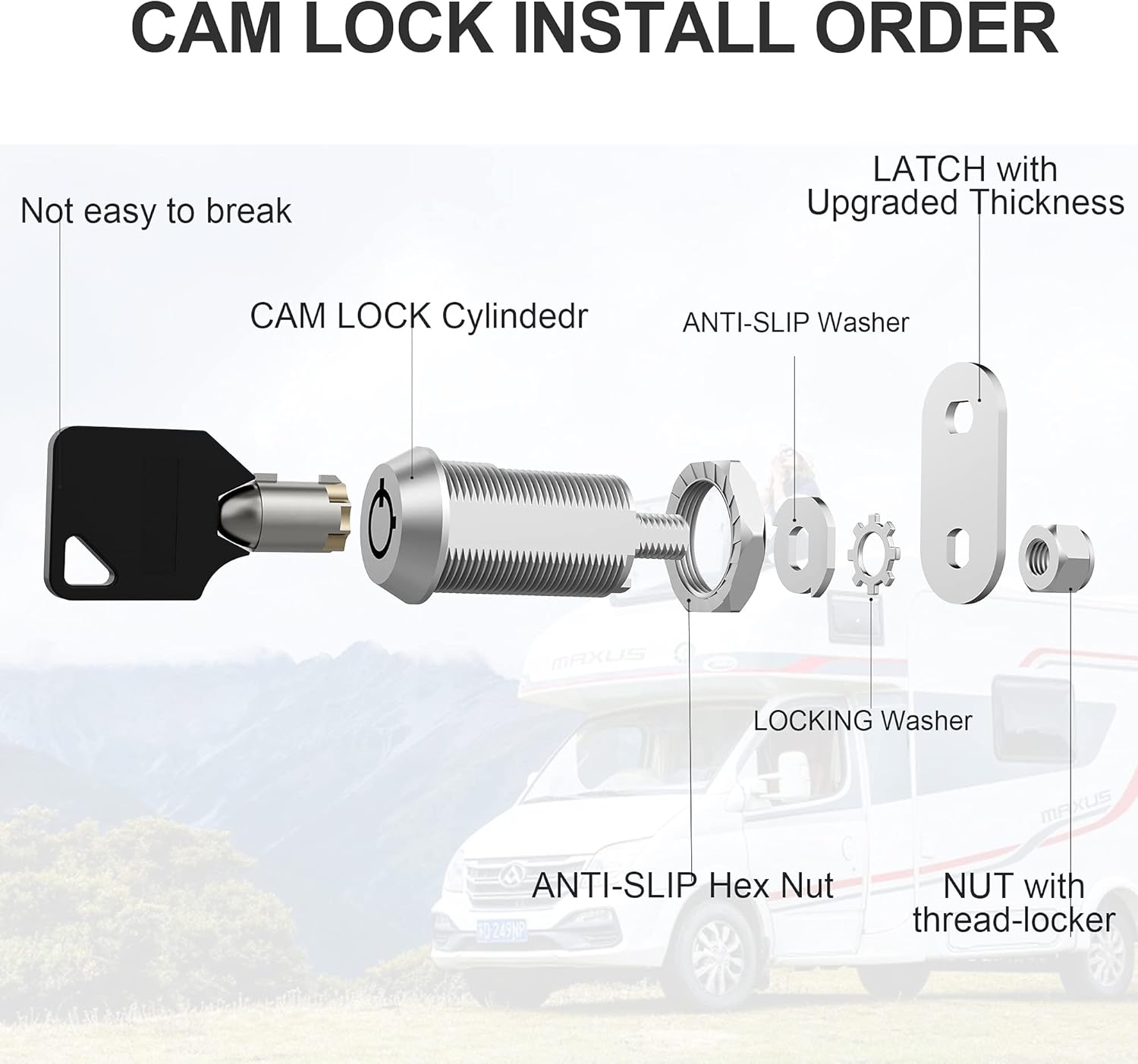 6 Pack 1-1/8 Zinc Alloy Cabinet Cam Locks with Keys X957176