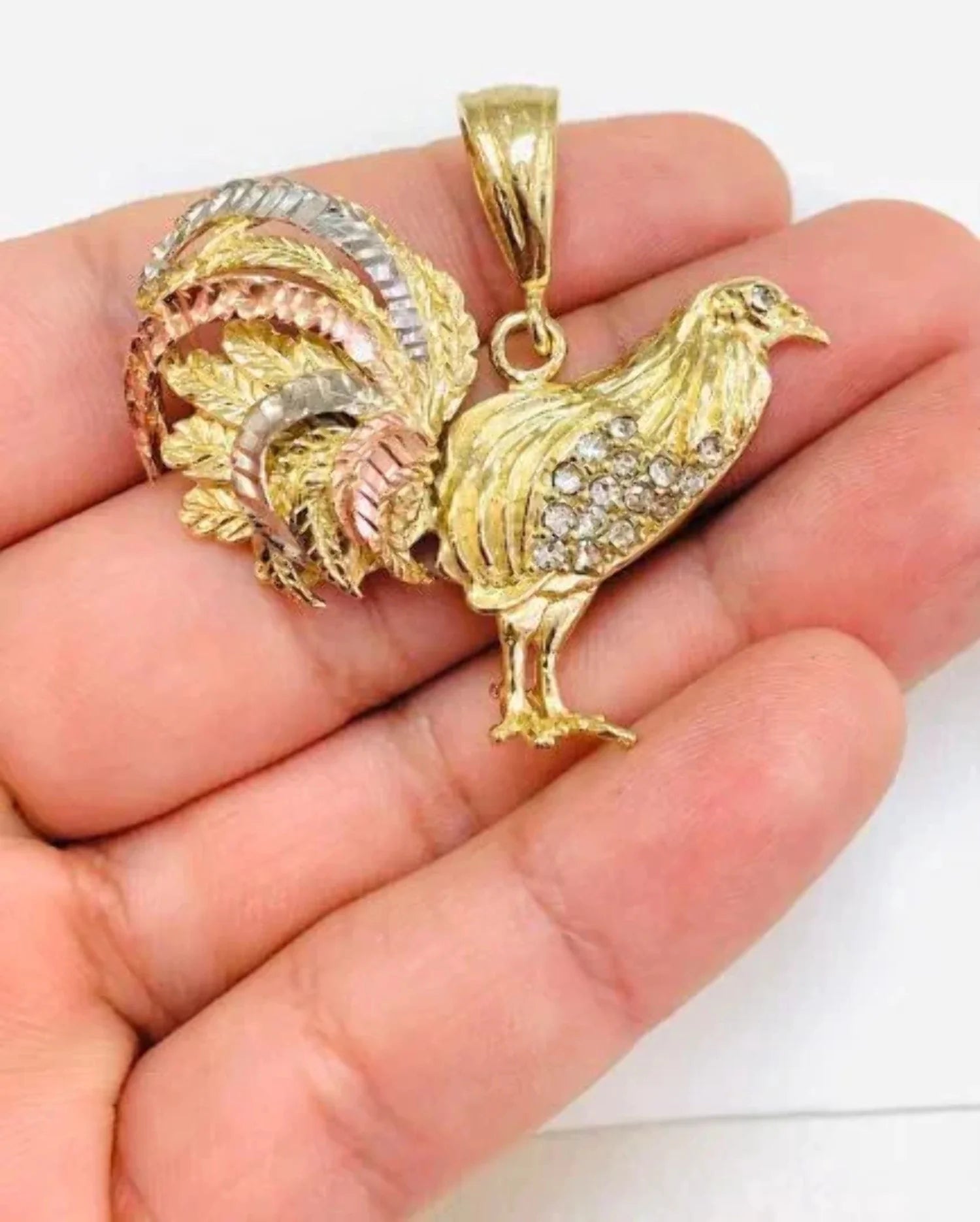 18K Gold Filled Chicken Rooster Pendant Necklace 24" E711345