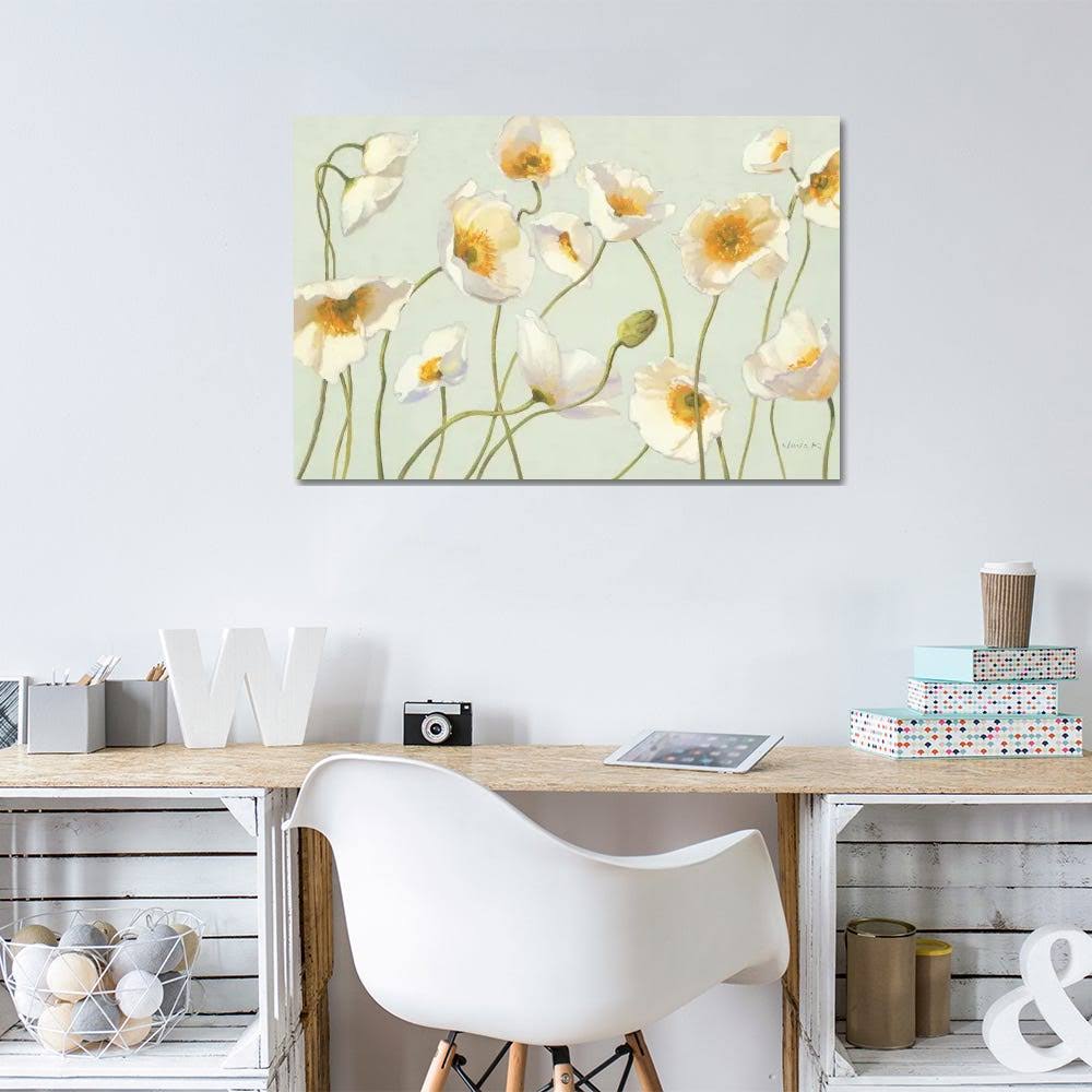 White and Bright Poppies Canvas Wall Decor Prints N765