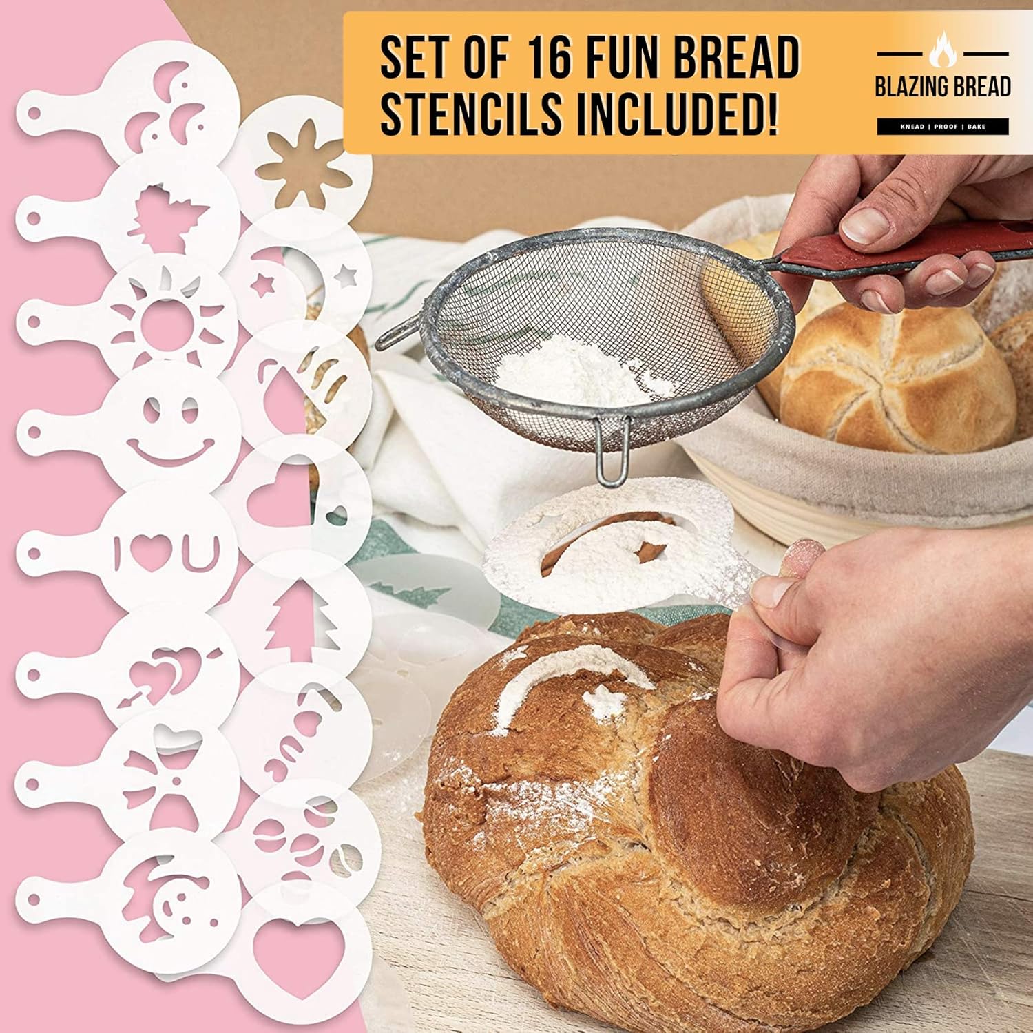Round & Oval Proofing Baskets with Lame Whisk Dough Scraper, 100% Natural Rattan Cane L932898