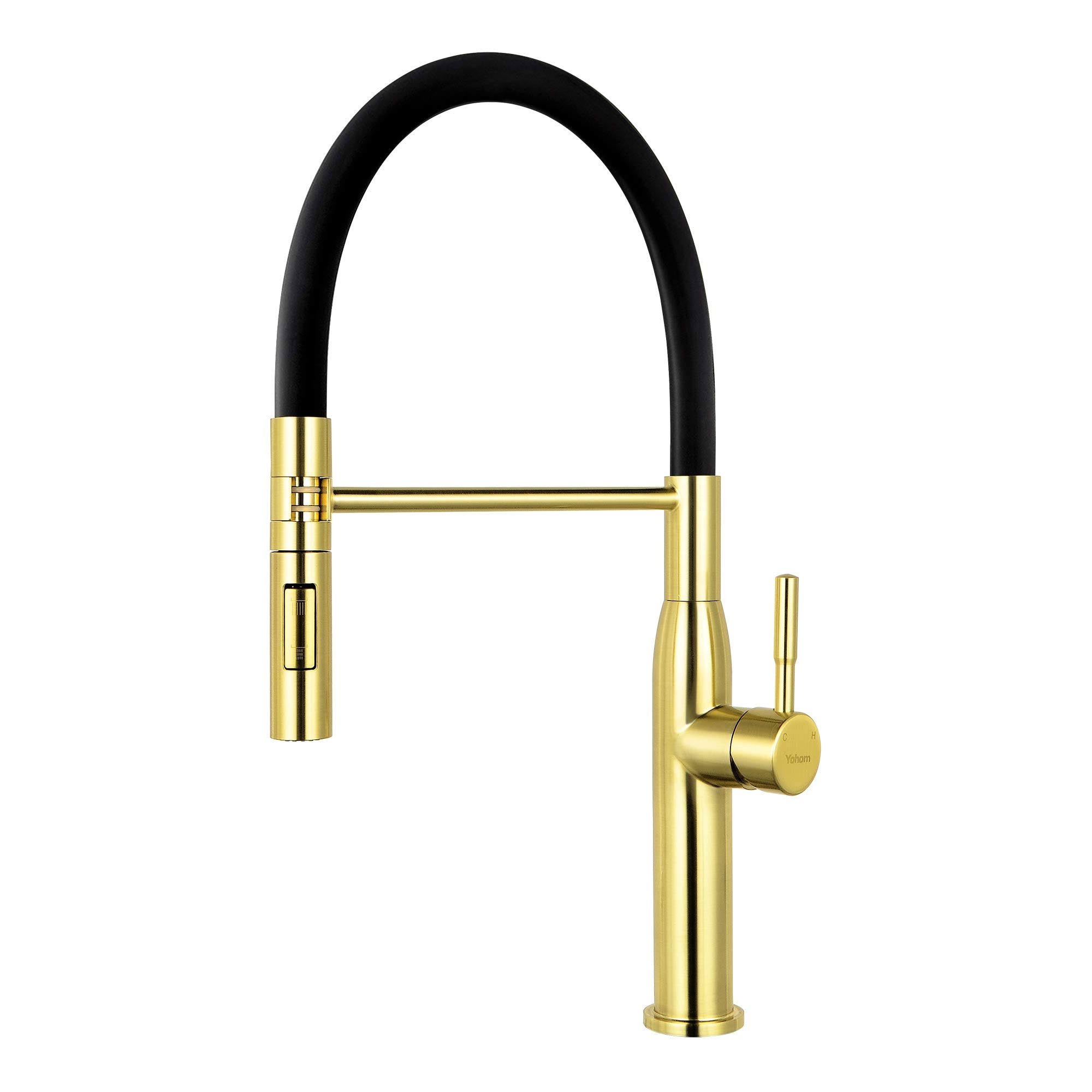 Stainless Steel Brushed Gold Kitchen Faucet with Pull Down Sprayer Z328